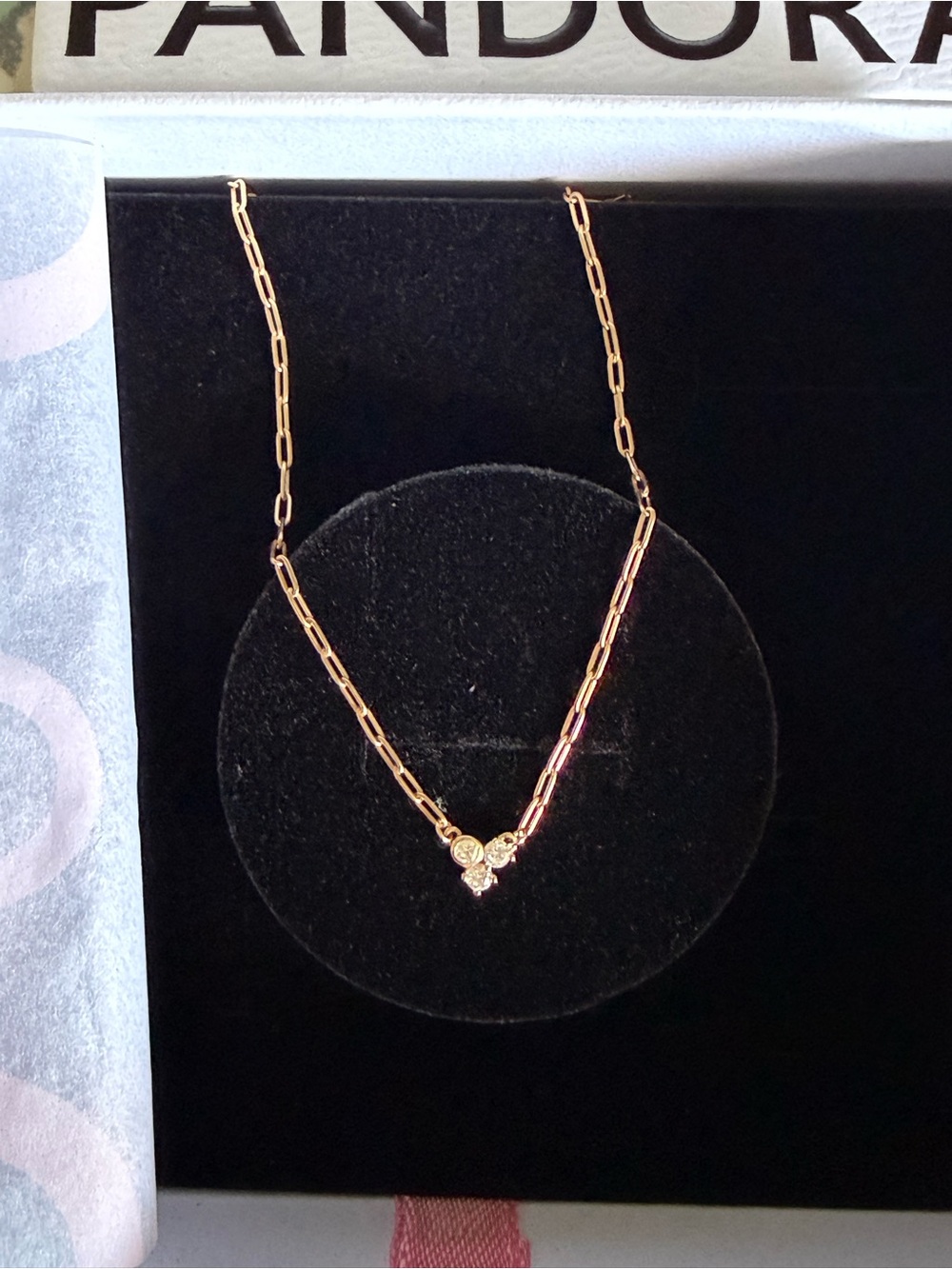Pandora triple stone gold heart Necklace